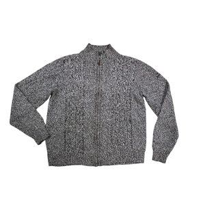 LizGolf by Liz Claiborn Thick Knit Zip Front Cardigan Gray Full ZIp S